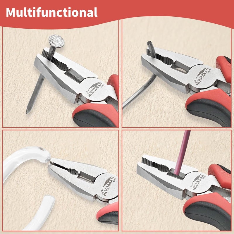 HOUSERAN Mini Linemans Pliers 5"-5 Pack Combination Plier with Side Cutter, Lineman Pliers Electrical for Jewelry Making, DIY, Craft, Model - Image 5